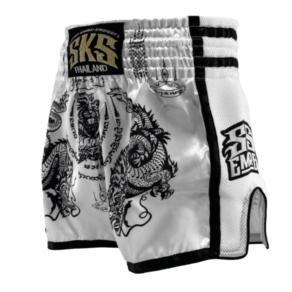 SKS White Sakyant Muay Thai Shorts Muay Thai Shorts SKS