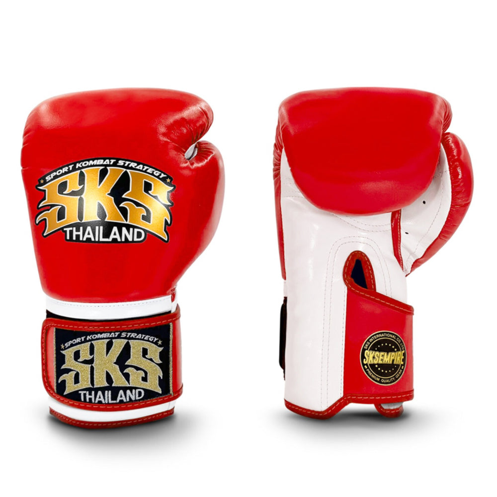 SKS Shadow Strike Hook and Loop Boxing Gloves Red