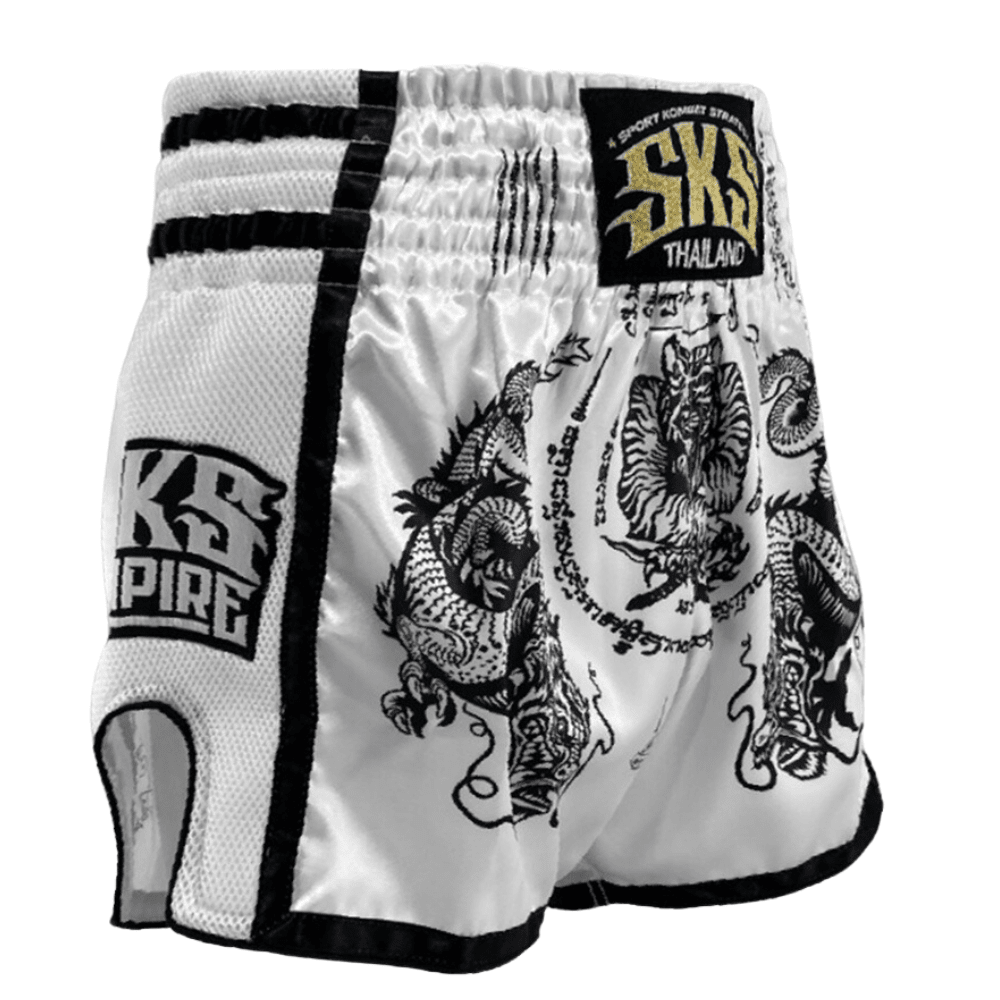 SKS White Sakyant Muay Thai Shorts Muay Thai Shorts SKS