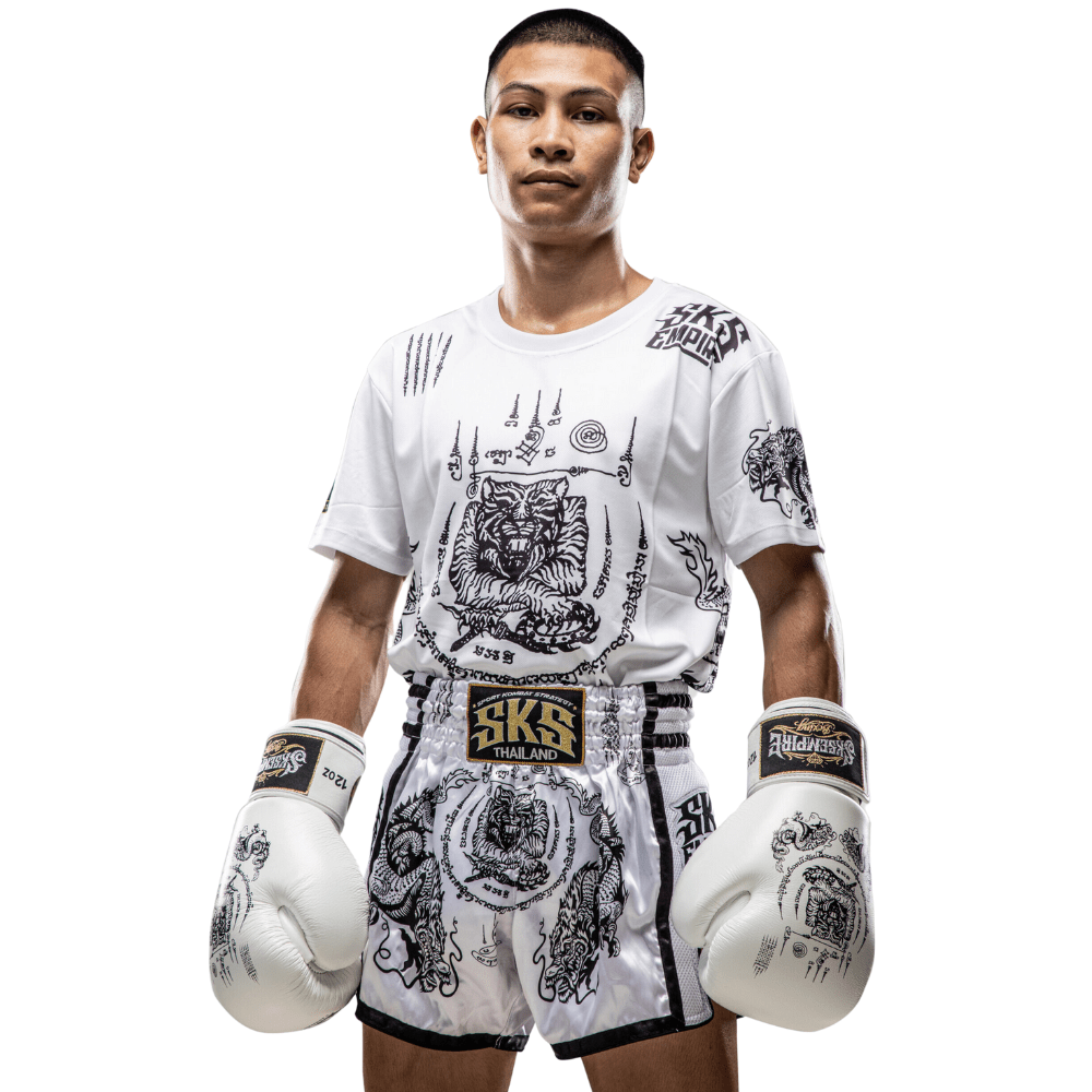 SKS White Sakyant Muay Thai Shorts Muay Thai Shorts SKS