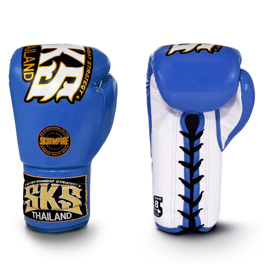 SKS Trapezoid Lace Boxing Gloves Blue