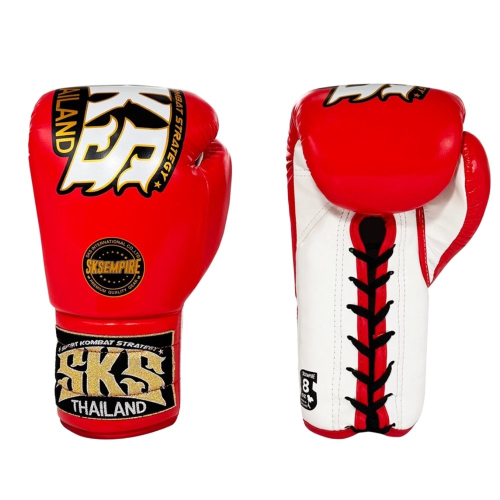 SKS Trapezoid Lace Boxing Gloves Red