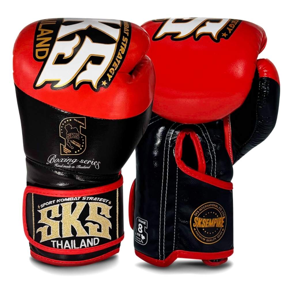 SKS Scarlet Noir Hook and Loop Boxing Gloves