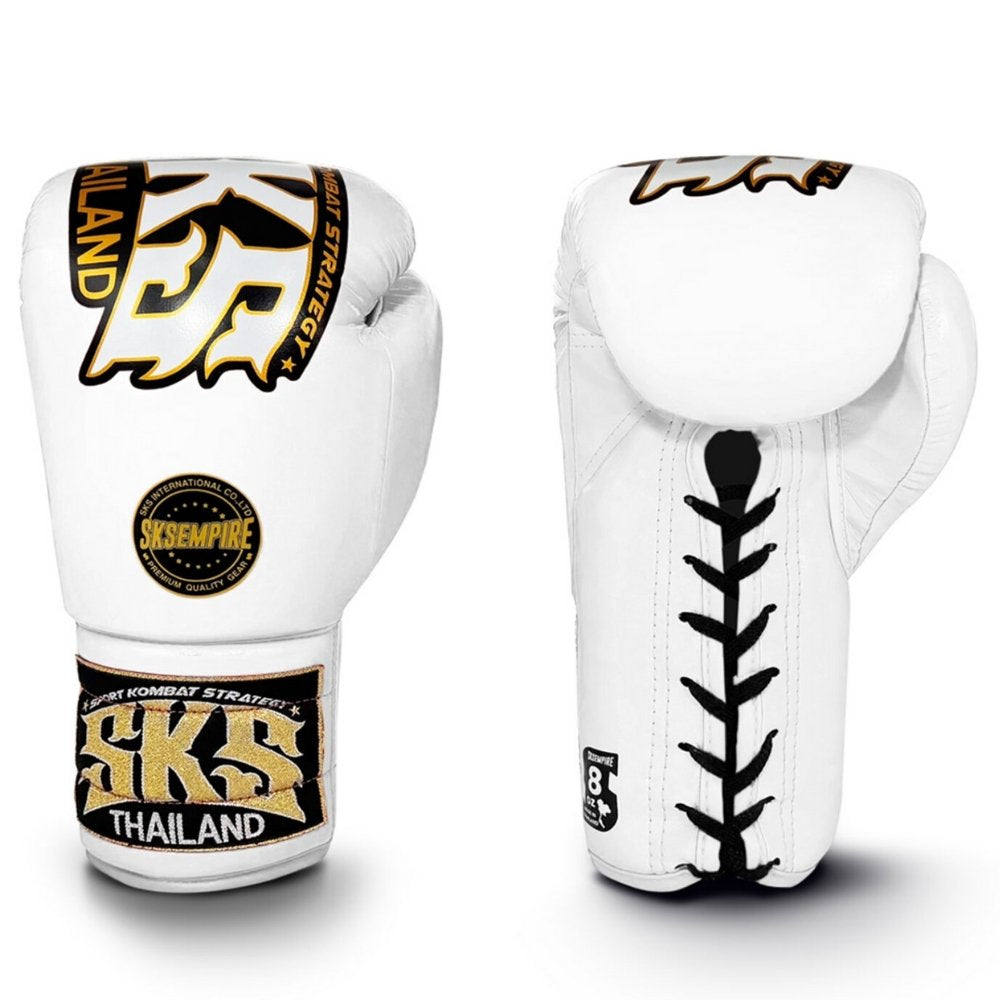 SKS Trapezoid Lace Boxing Gloves White