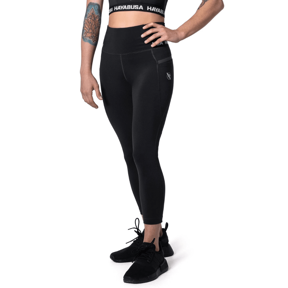 Hayabusa Womens High Rise 3/4 Leggings Spats Hayabusa Black X Small