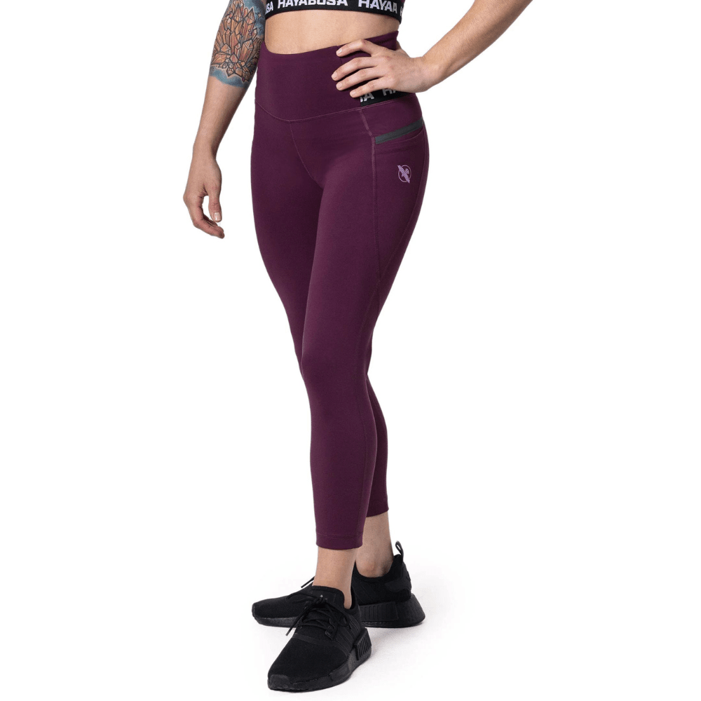 Hayabusa Womens High Rise 3/4 Leggings Spats Hayabusa Wine X Small