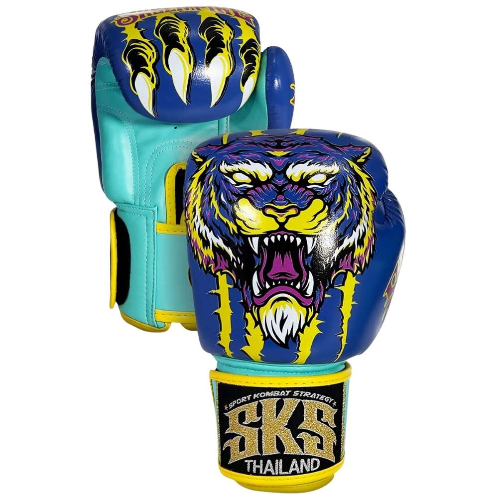SKS UV Tiger Blue Muay Thai Gloves