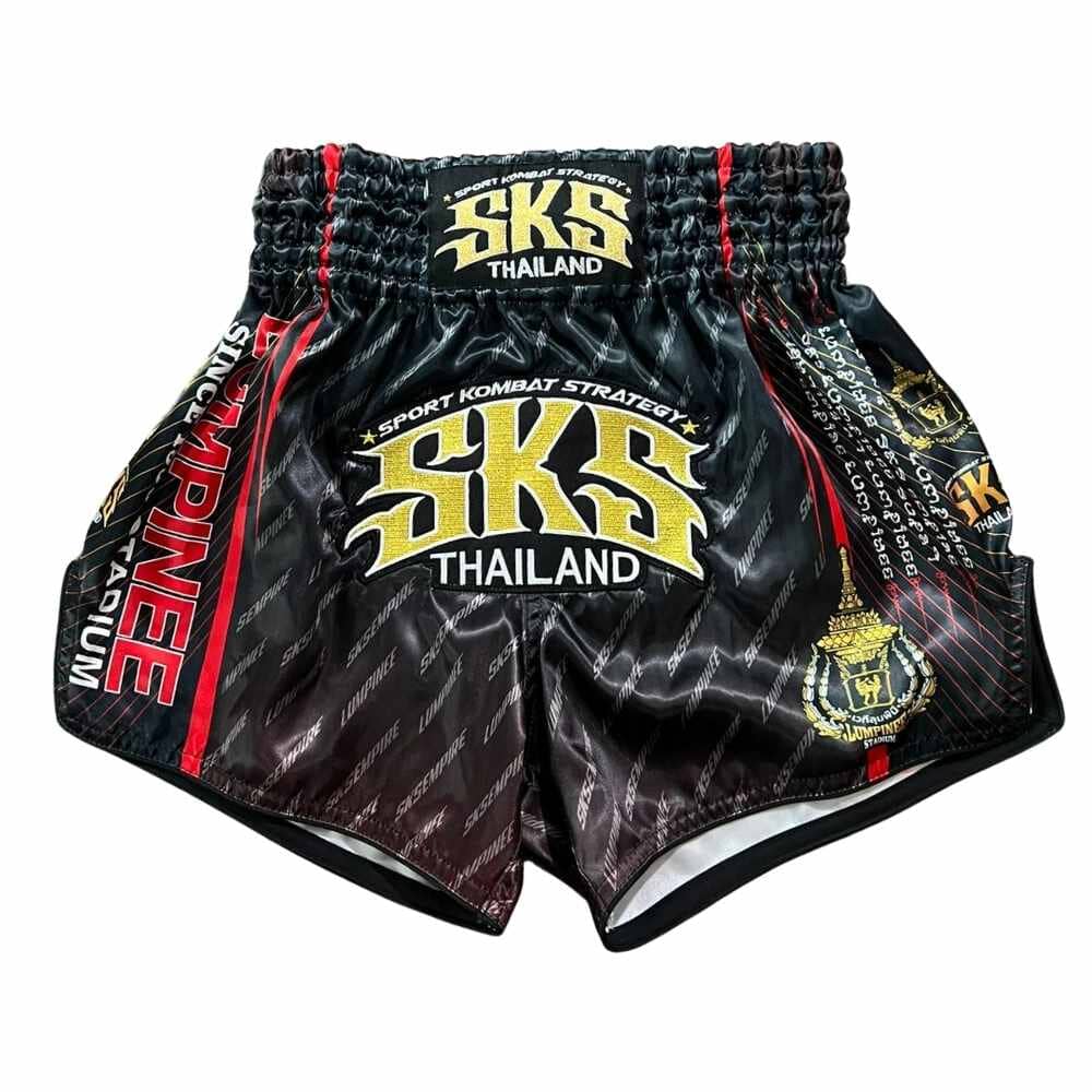 SKS Lumpinee Muay Thai Shorts Black/Red Muay Thai Shorts SKS Black/Red Small