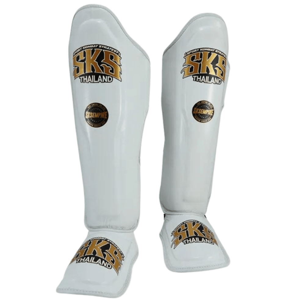SKS White Muay Thai Shin Guards Shin Guards SKS White Small