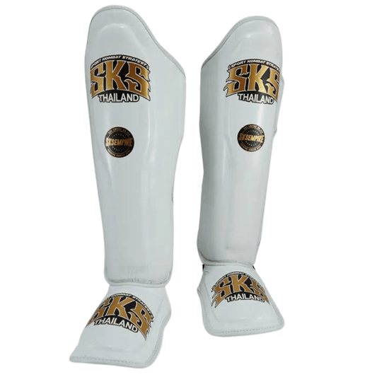 SKS White Muay Thai Shin Guards Shin Guards SKS White Small