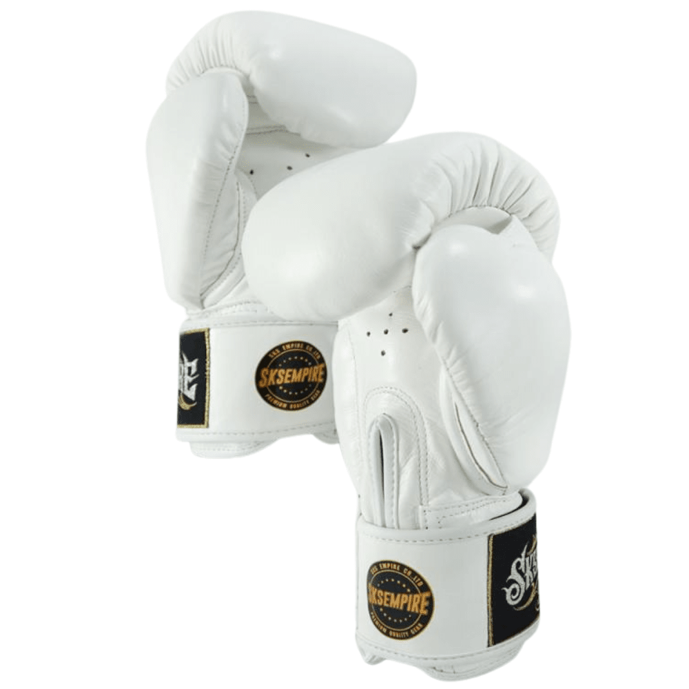 SKS White Muay Thai Boxing Gloves Muay Thai Gloves SKS