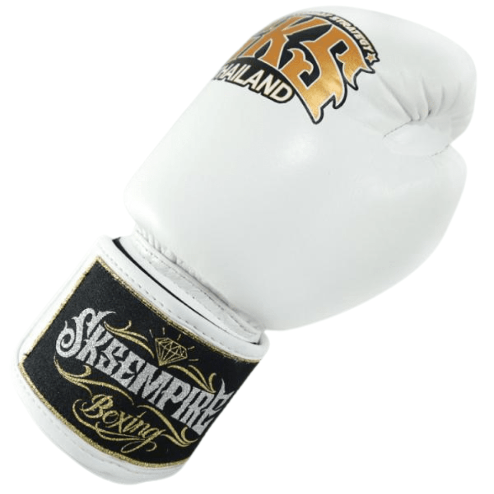 SKS White Muay Thai Boxing Gloves Muay Thai Gloves SKS