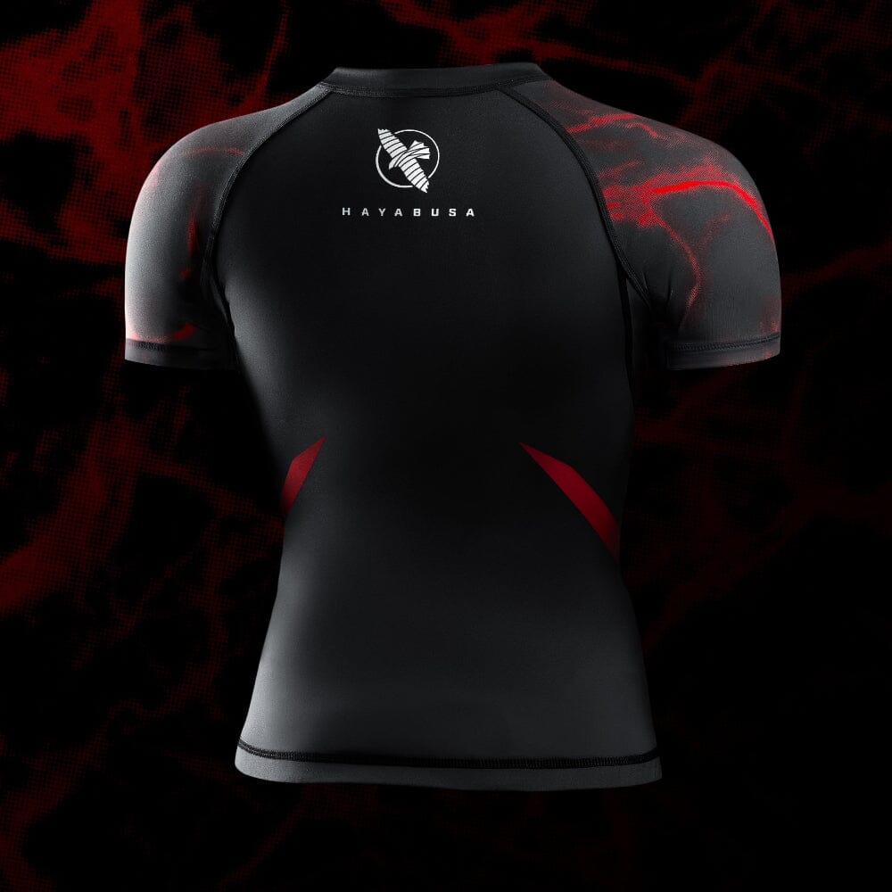 Hayabusa UFC BJJ Womens Short Sleeve Rashguard Black/Red