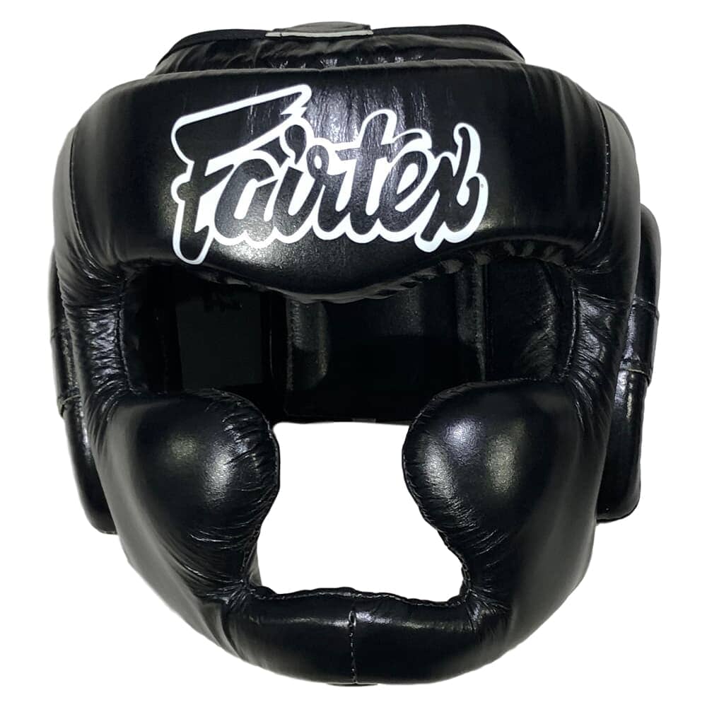 Fairtex HG13 Extra Vision Lace Up Head Guard Head Guards Fairtex Black Medium