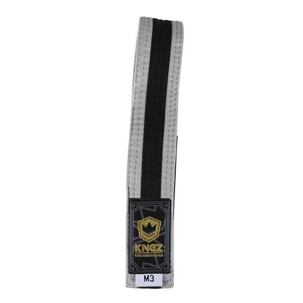 Kingz Kids Belts With Black Stripe BJJ Belts Kingz Grey/Black M00