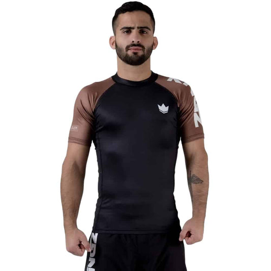 Kingz Performance Short Sleeve Ranked Rashguard Rashguards Kingz Brown X Small