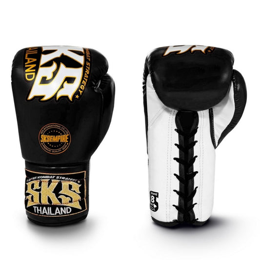 SKS Trapezoid Lace Boxing Gloves Black