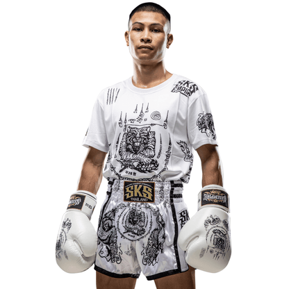 SKS White Sakyant Muay Thai Shorts Muay Thai Shorts SKS 