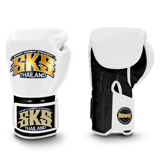 SKS Shadow Strike Hook and Loop Boxing Gloves White