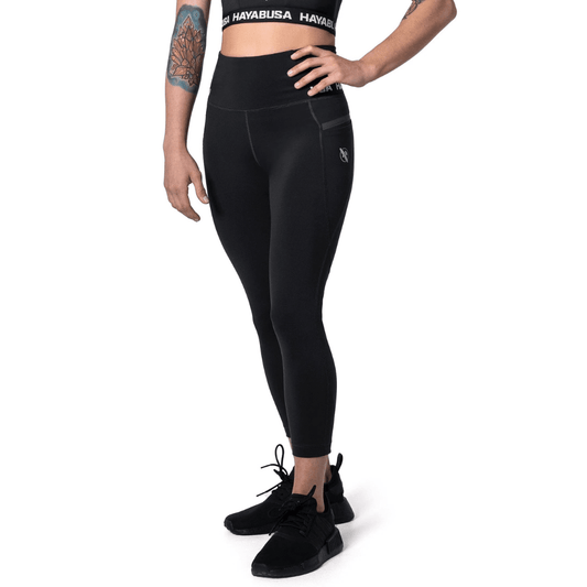 Hayabusa Womens High Rise 3/4 Leggings Spats Hayabusa Black X Small 