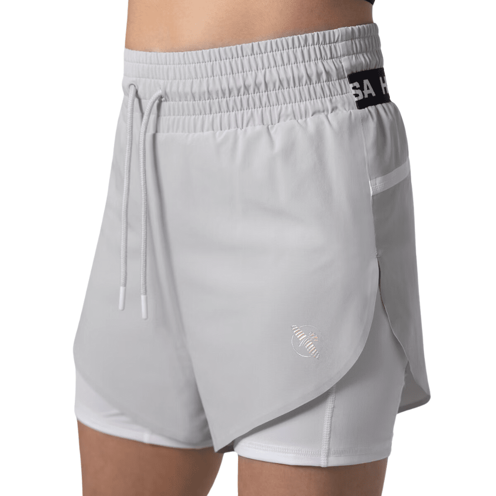 Hayabusa Womens Mid Rise Layered Shorts Training Shorts Hayabusa Grey X Small 