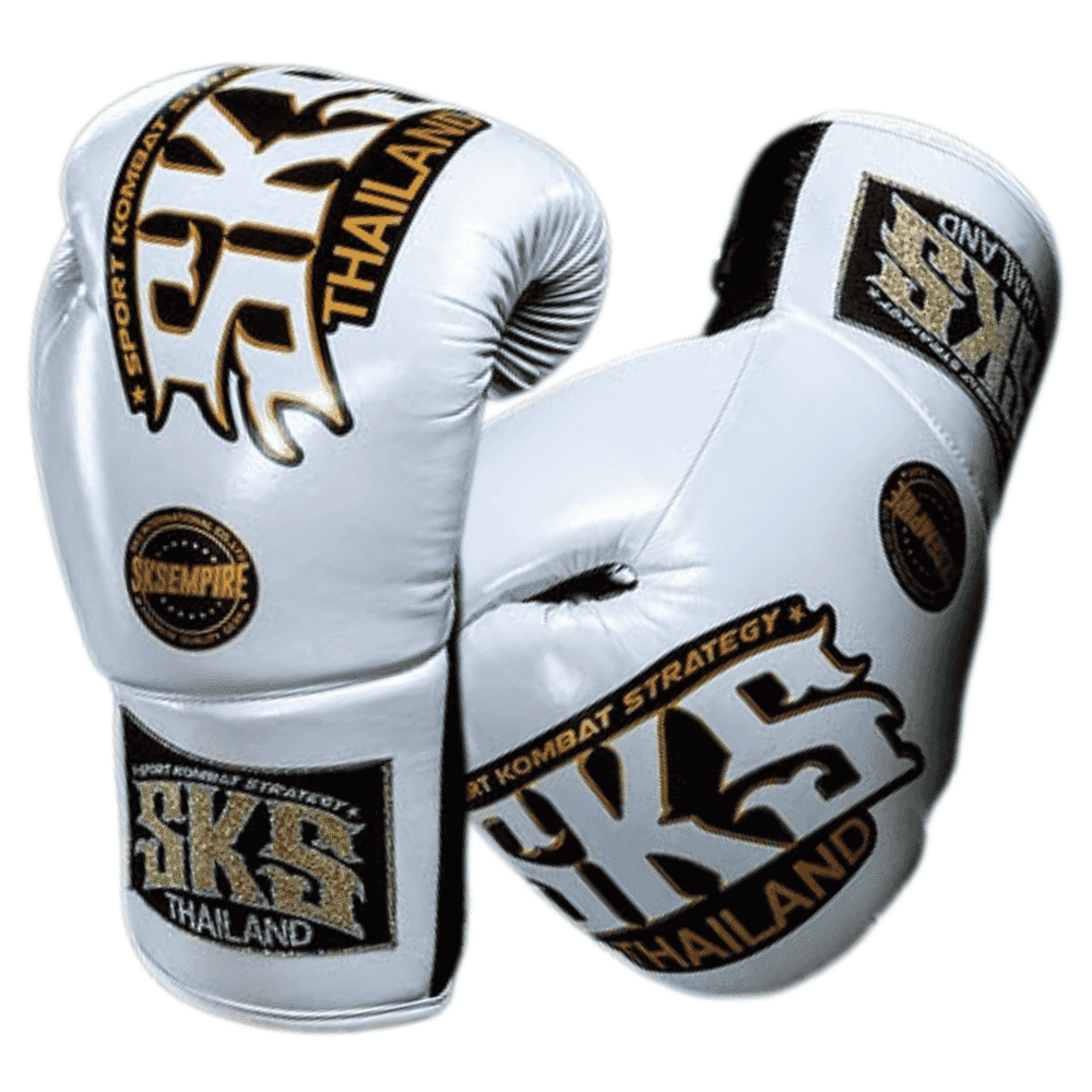 SKS Trapezoid Lace Boxing Gloves Boxing Gloves SKS White 10oz 