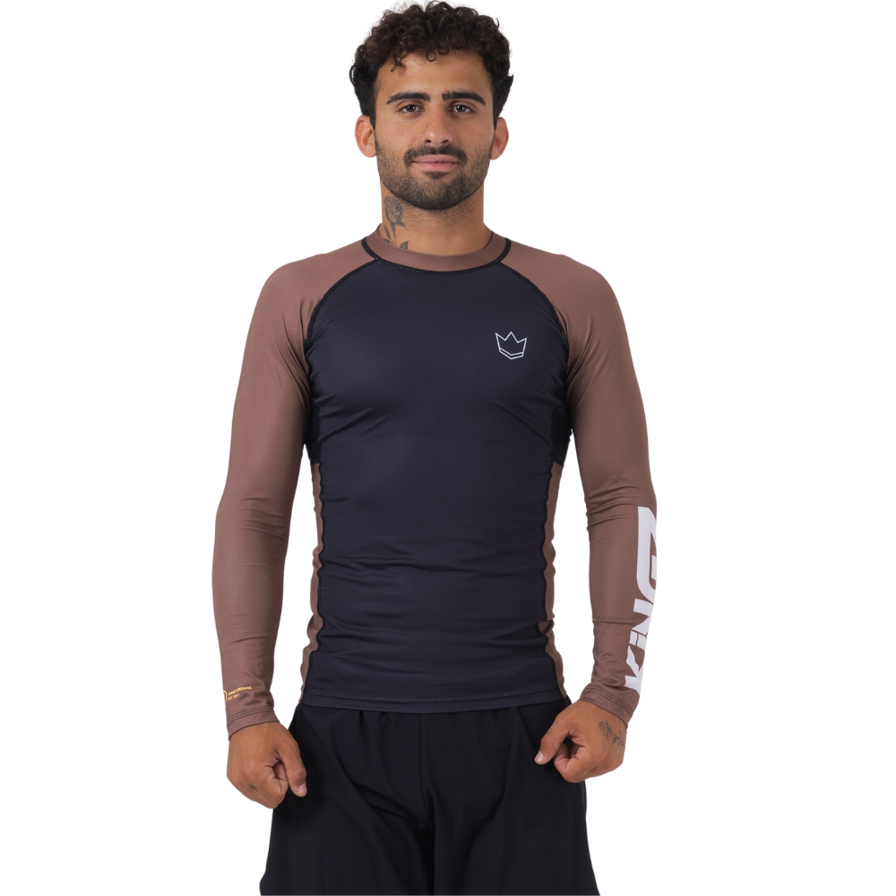 Kingz Ranked Performance V2 Long Sleeve Rashguard Rashguards Kingz Brown Small 