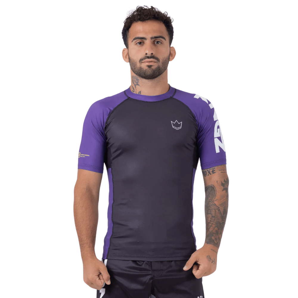 Kingz Ranked Performance V2 Short Sleeve Rashguard Rashguards Kingz Purple X Small 