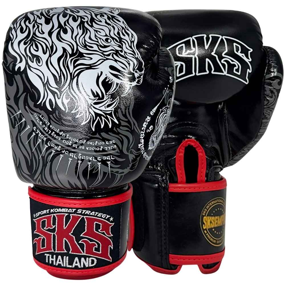 SKS UV Art of Tiger Muay Thai Gloves Muay Thai Gloves SKS Black/White 10oz 