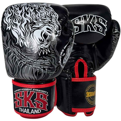 SKS UV Art of Tiger Muay Thai Gloves Muay Thai Gloves SKS Black/White 10oz 