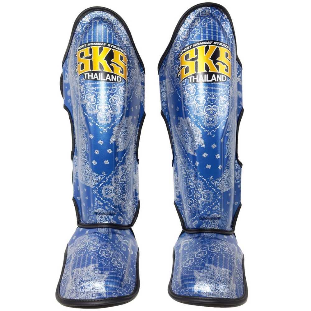 SKS Bandana Muay Thai Shin Guards Metallic Blue