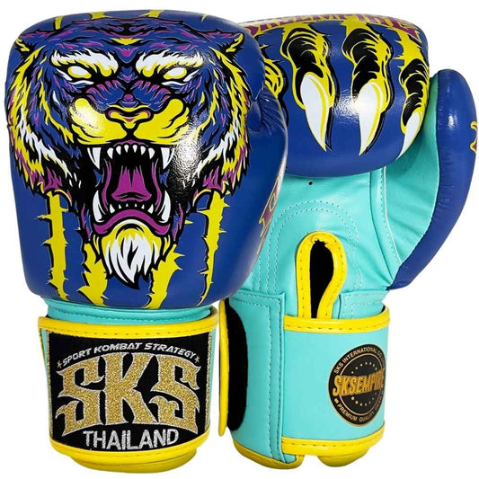 SKS UV Tiger Blue Muay Thai Gloves