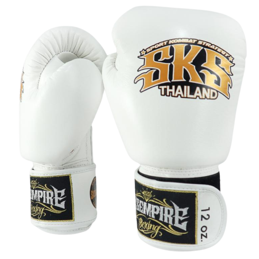 SKS White Muay Thai Boxing Gloves