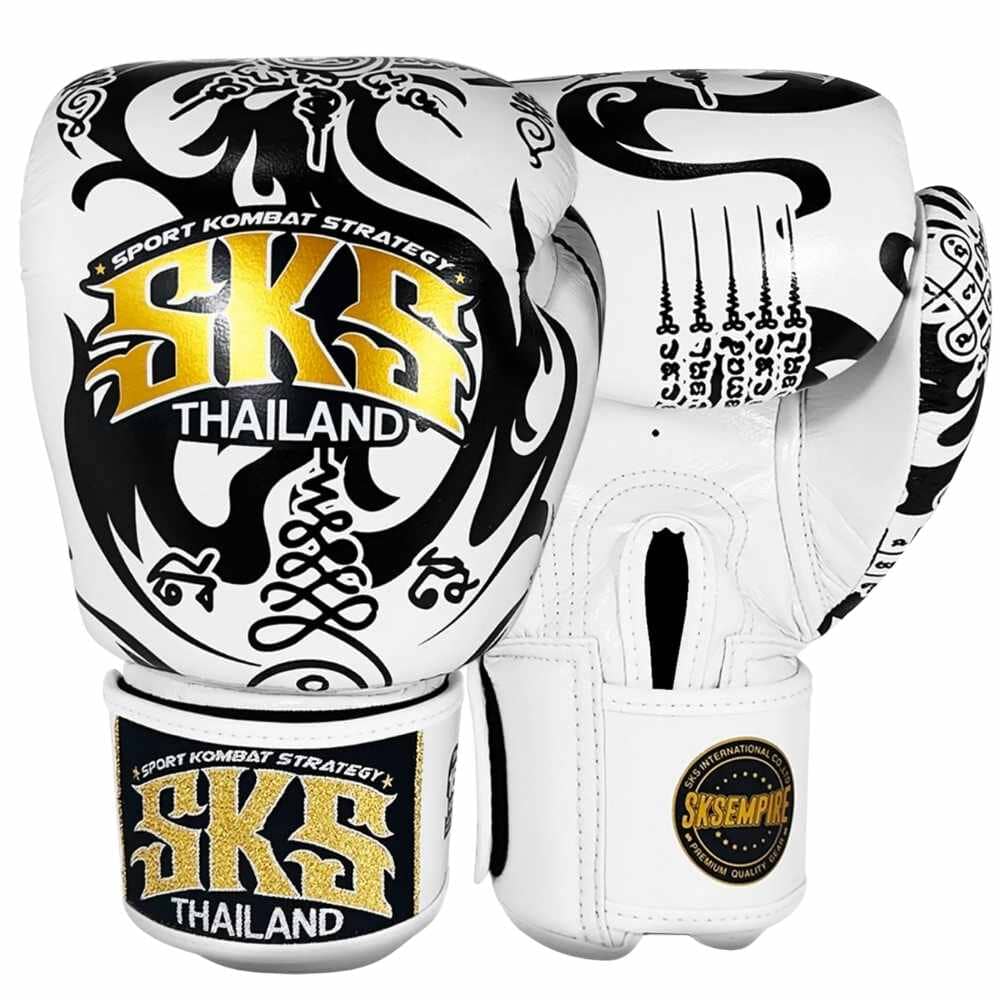 SKS Rift Legacy Muay Thai Gloves White Muay Thai Gloves SKS White/Black 10oz 