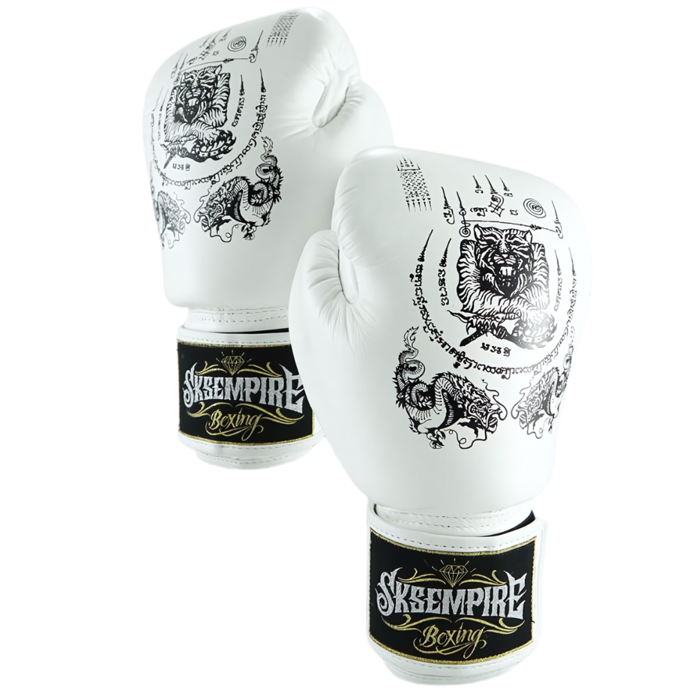 SKS White Sakyant Muay Thai Gloves