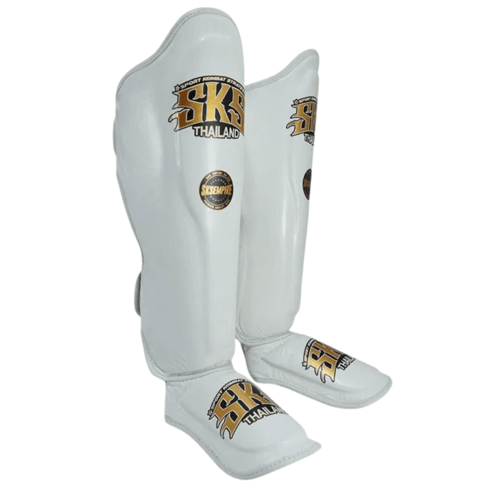 SKS White Muay Thai Shin Guards Shin Guards SKS 