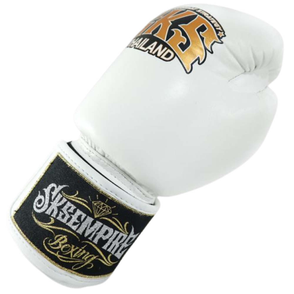 SKS White Muay Thai Boxing Gloves