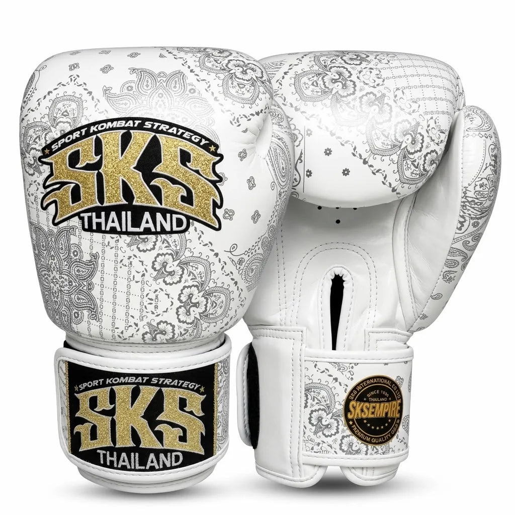 SKS Bandana Muay Thai Gloves Metallic White