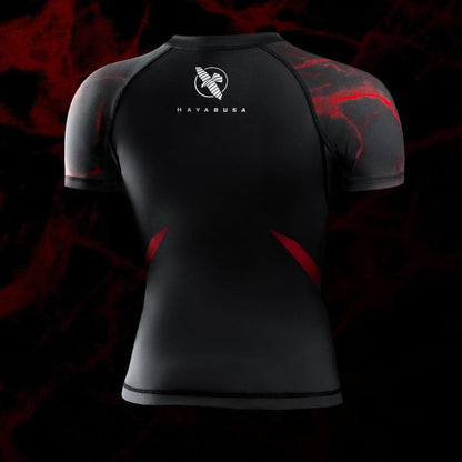 Hayabusa UFC BJJ Womens Short Sleeve Rashguard Black/Red