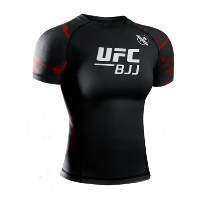 Hayabusa UFC BJJ Womens Short Sleeve Rashguard Black/Red