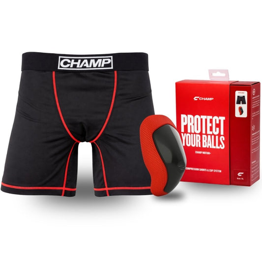 CHAMP Motion+ Performance Short and Cup Elite Kit Black/Red