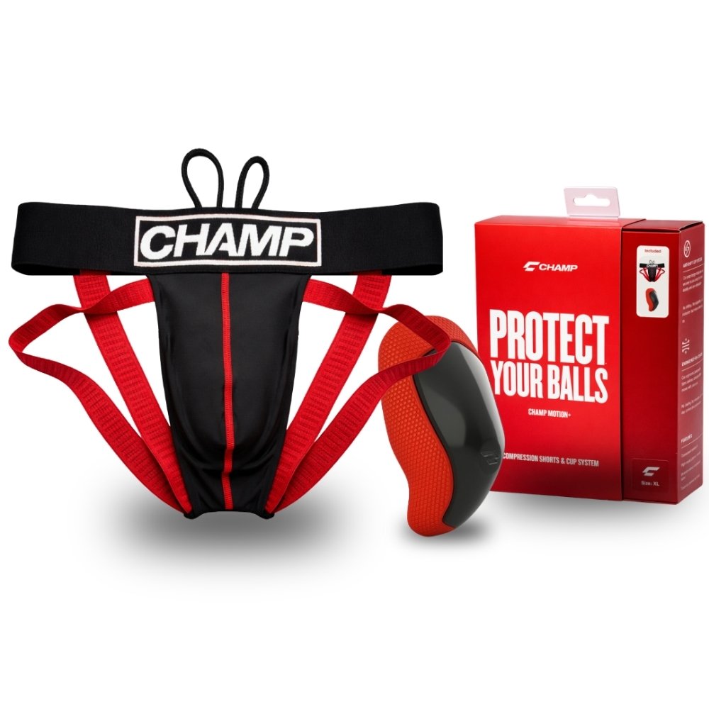 CHAMP Motion+ Performance Jock and Cup Elite Kit Black/Red
