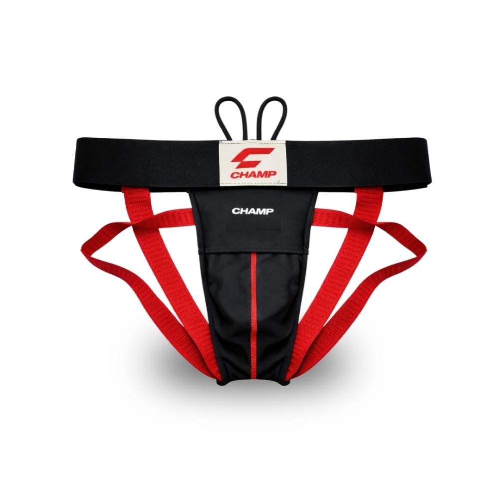 CHAMP Motion+ Performance Jock and Cup Elite Kit Black/Red