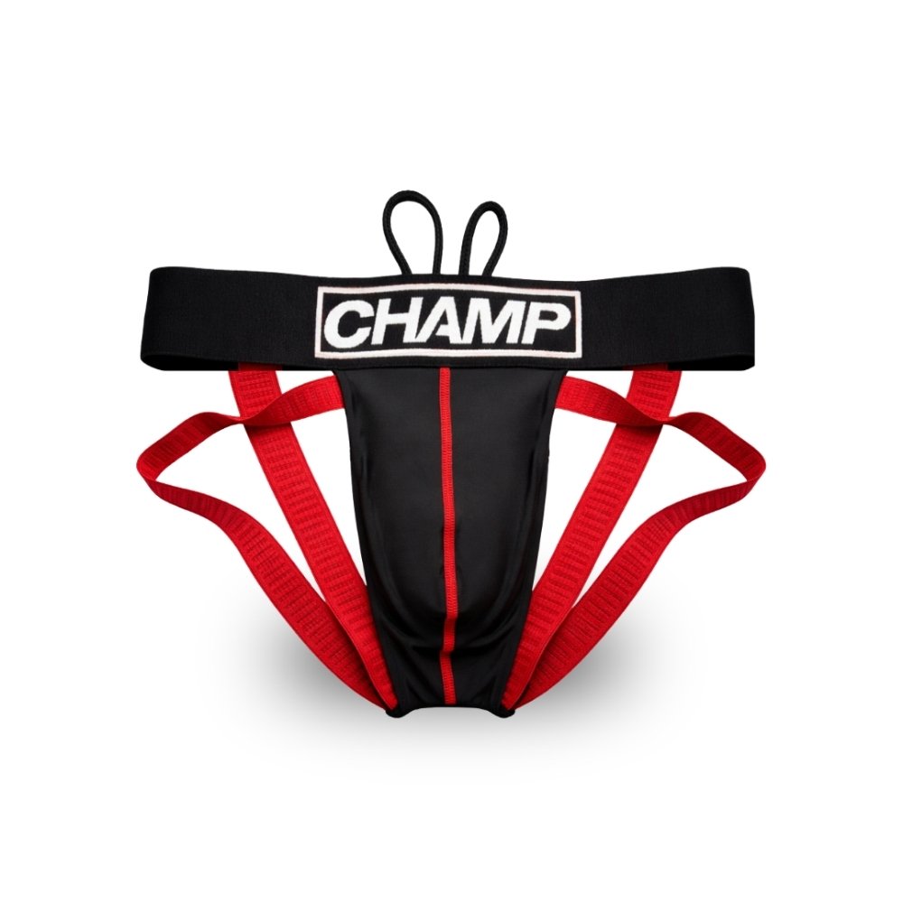 CHAMP Motion+ Performance Jock and Cup Elite Kit Black/Red