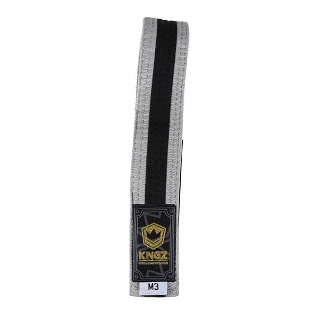 Kingz Kids Belts With Black Stripe BJJ Belts Kingz Grey/Black M00 