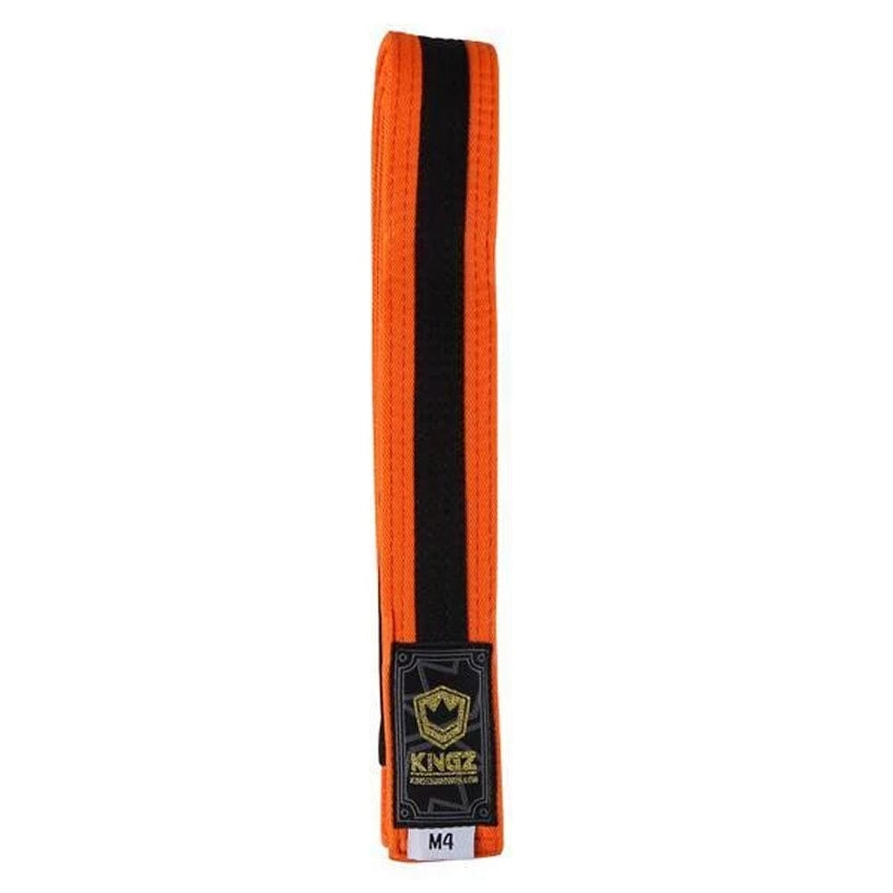 Kingz Kids Belts With Black Stripe BJJ Belts Kingz Orange/Black M00 