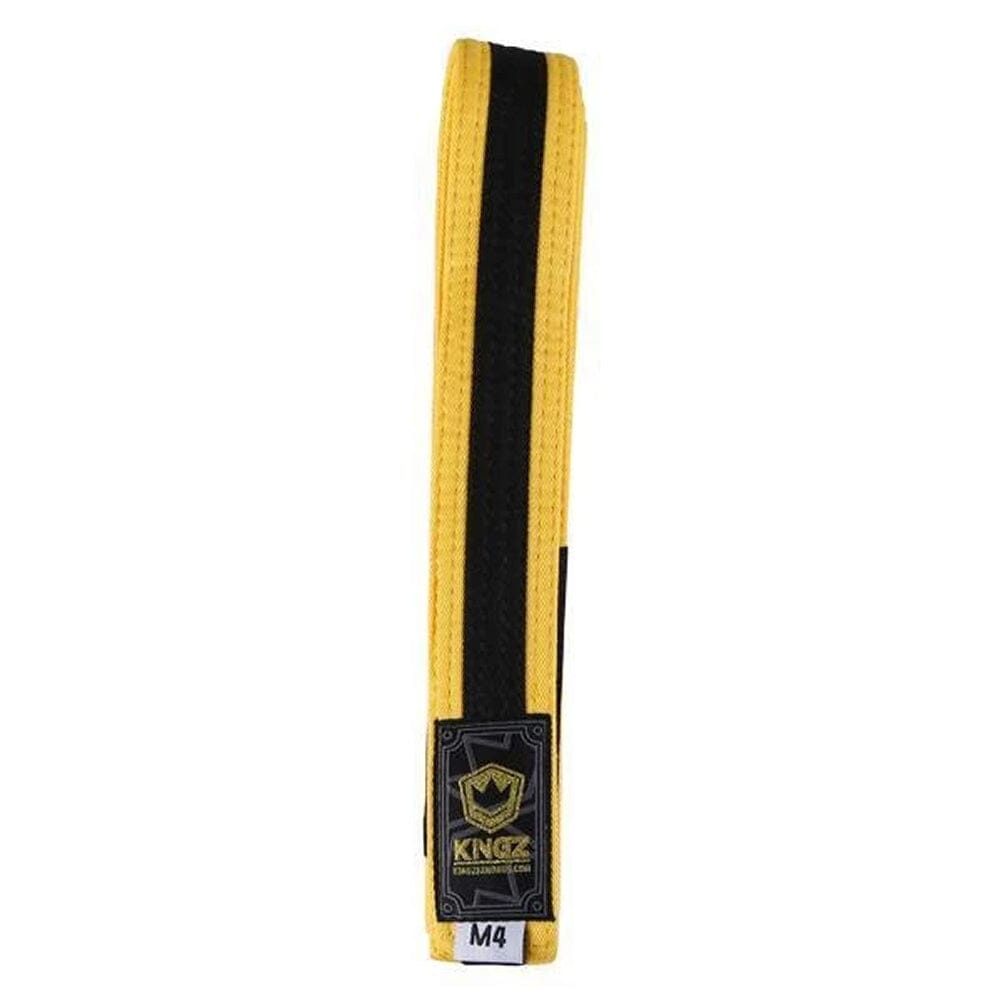 Kingz Kids Belts With Black Stripe BJJ Belts Kingz Yellow/Black M00 