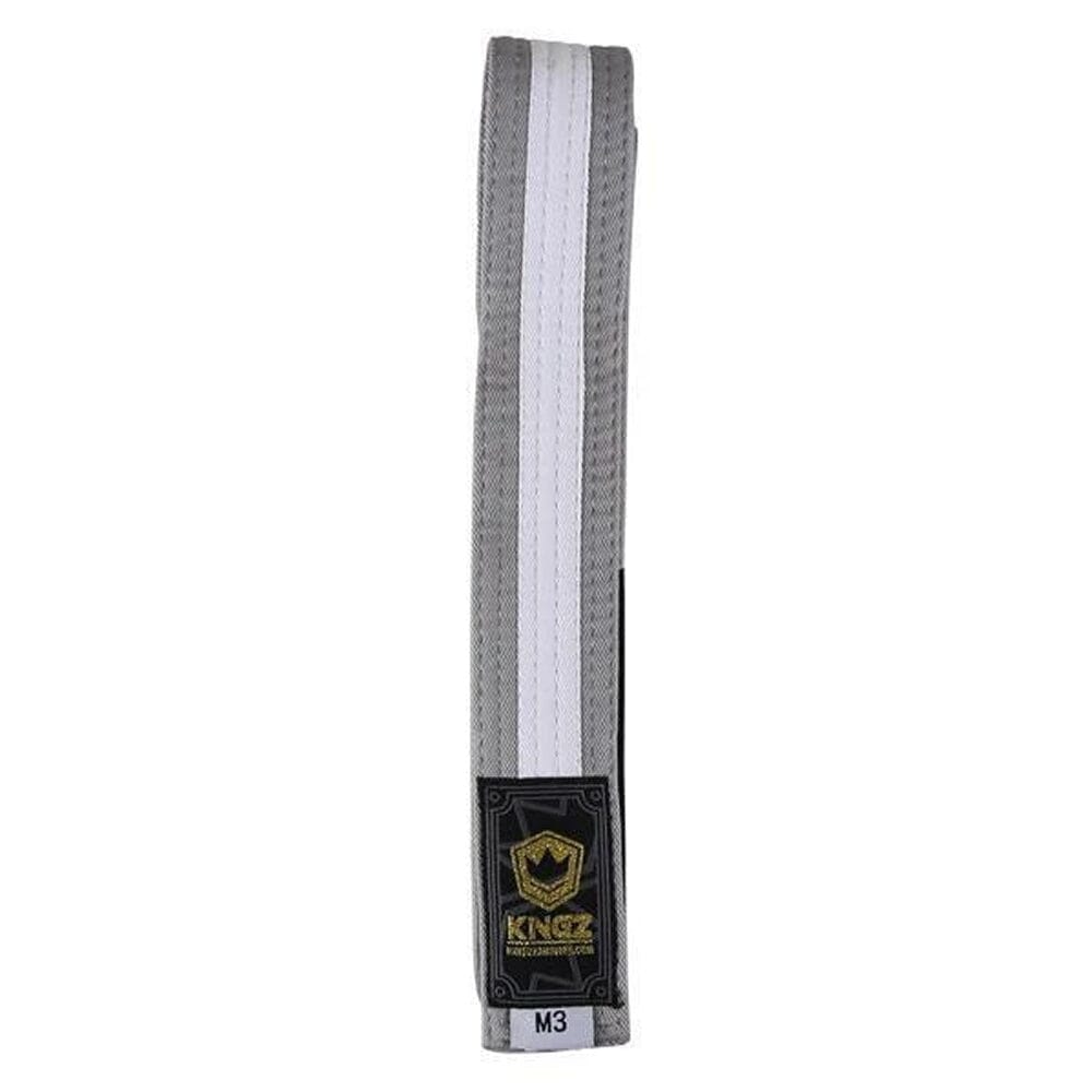 Kingz Kids Belts With White Stripe BJJ Belts Kingz Grey/White M00 