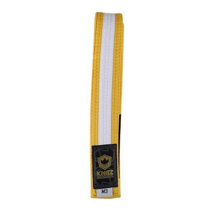 Kingz Kids Belts With White Stripe BJJ Belts Kingz Yellow/White M00 