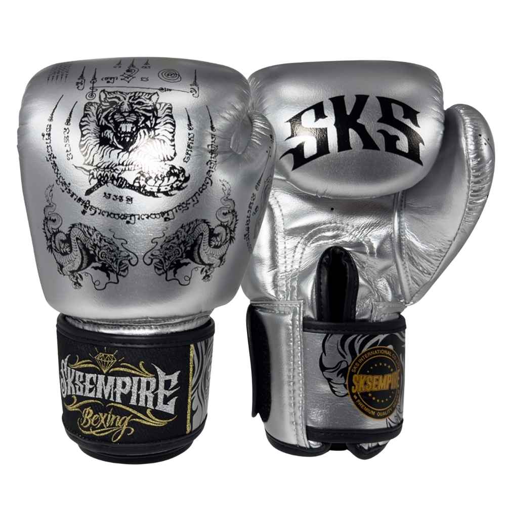 SKS Sakyant Muay Thai Gloves Metallic Silver